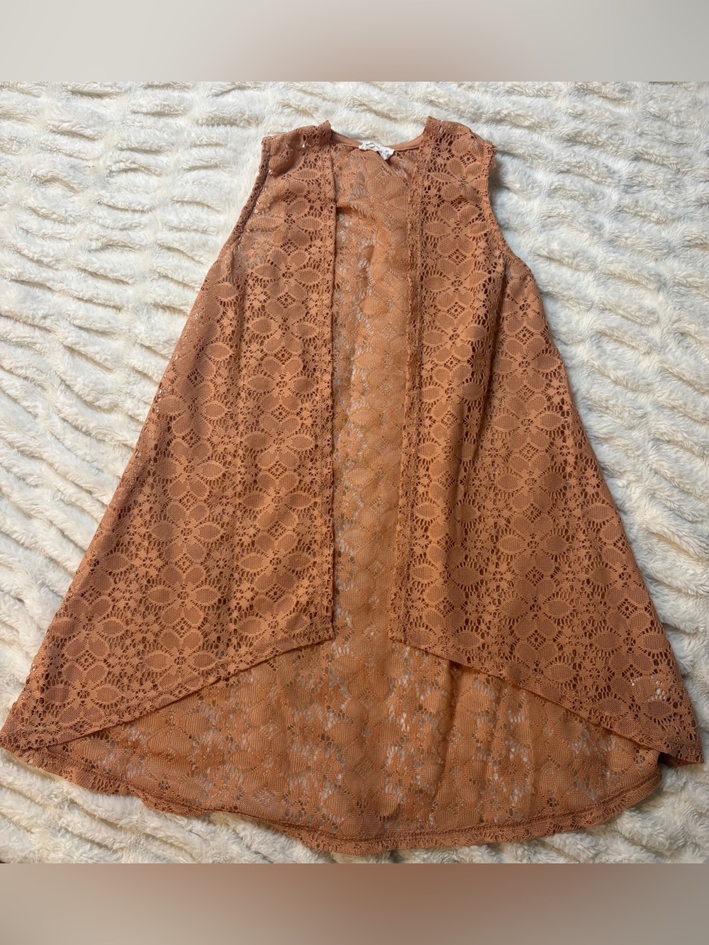 Beautees Girls' Lace Open-Front Vest Top in Rust Orange